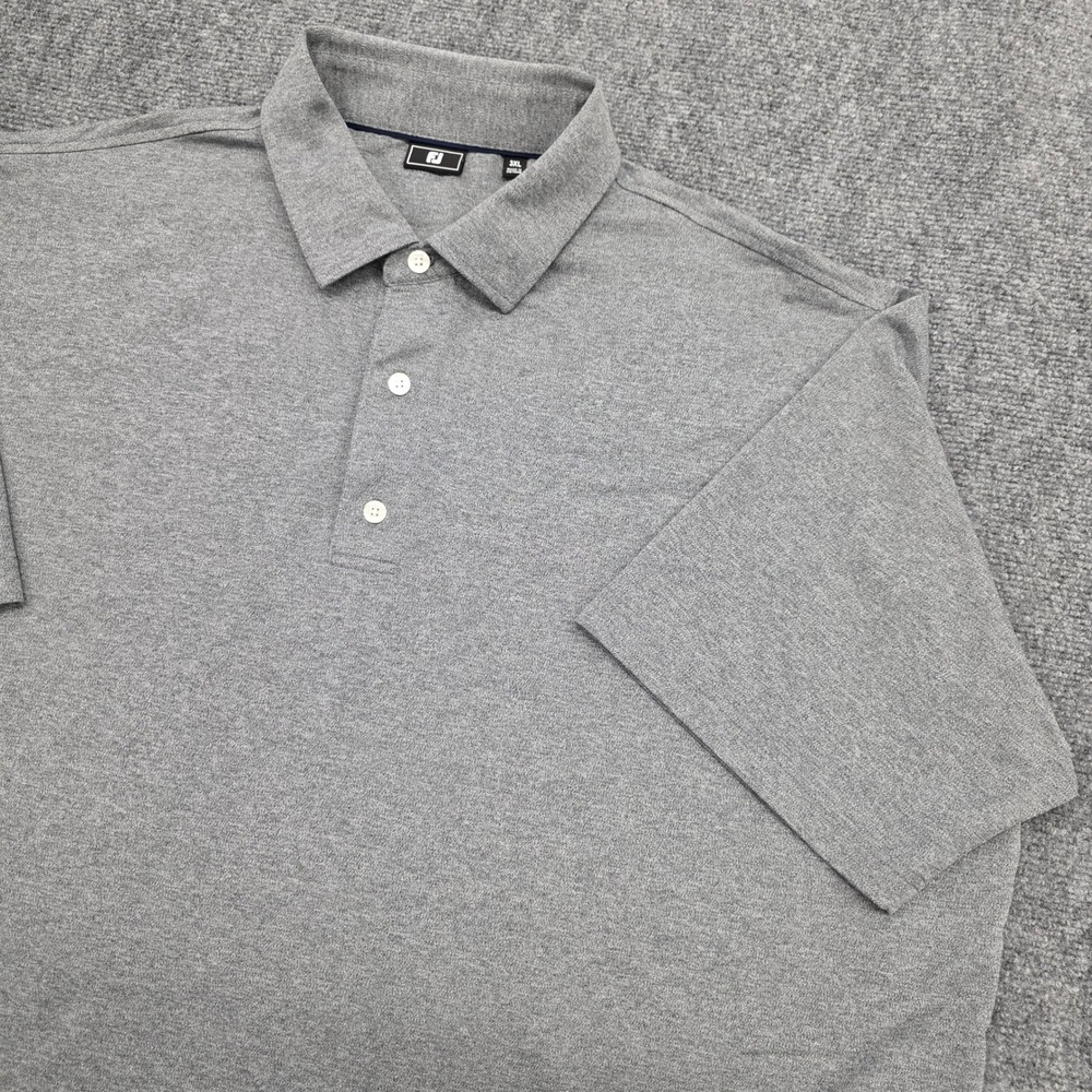 FootJoy Mens 3XL Gray Short Sleeve Performance Golf Polo Shirt Heathered FJ Logo